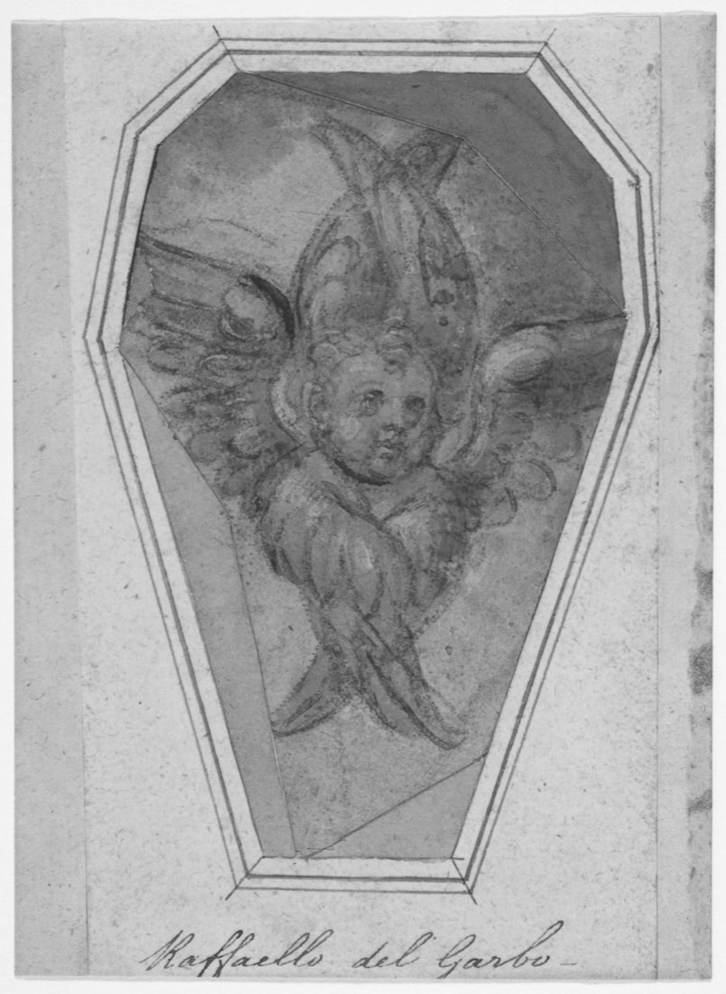 A drawing of a winged seraph, one of the burning ones